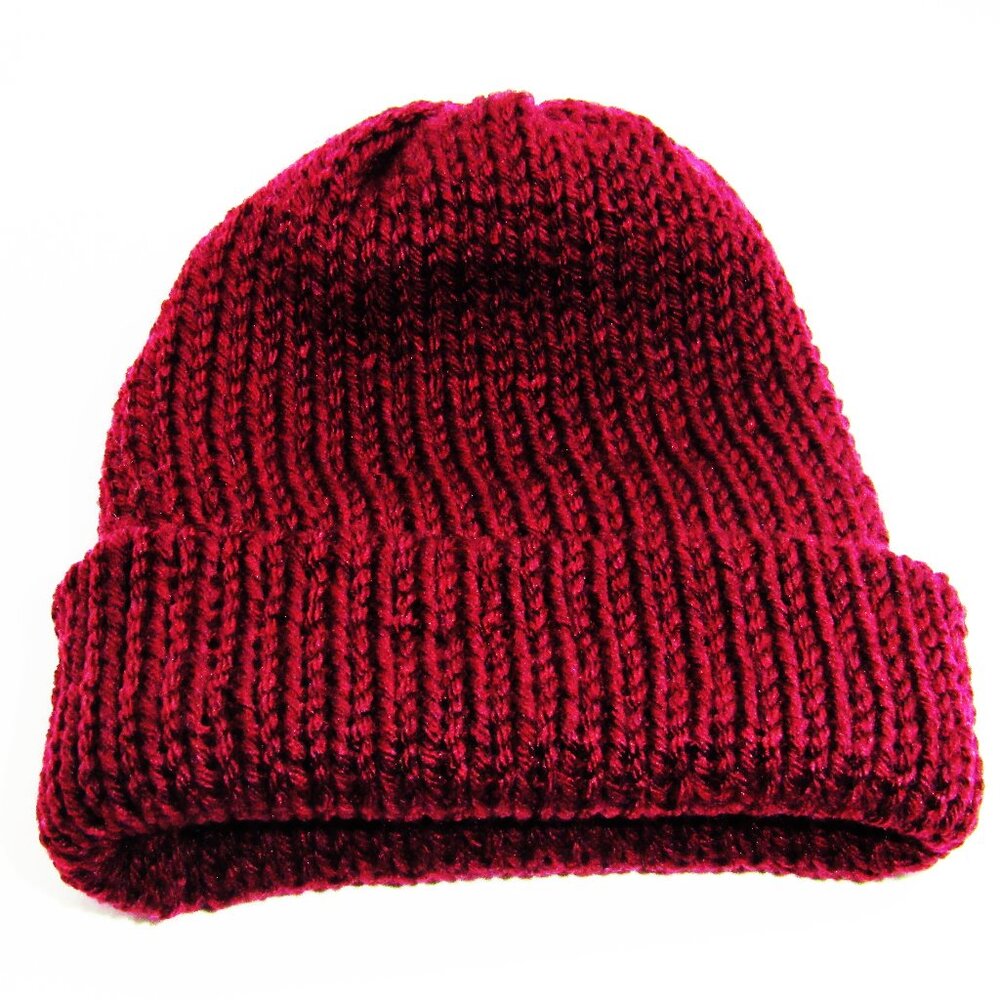 Handmade Knit Beanie Trending Winter Fashion Burgundy NWT